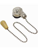 Выключатель с цепочкой и деревянной ручкой для бра Rexant 270мм хром, 3А 220V блистер картинка 